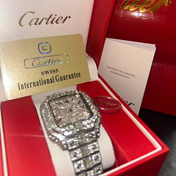 Cartier Silver Diamond-Encrusted Timepiece - Picture 1 of 5